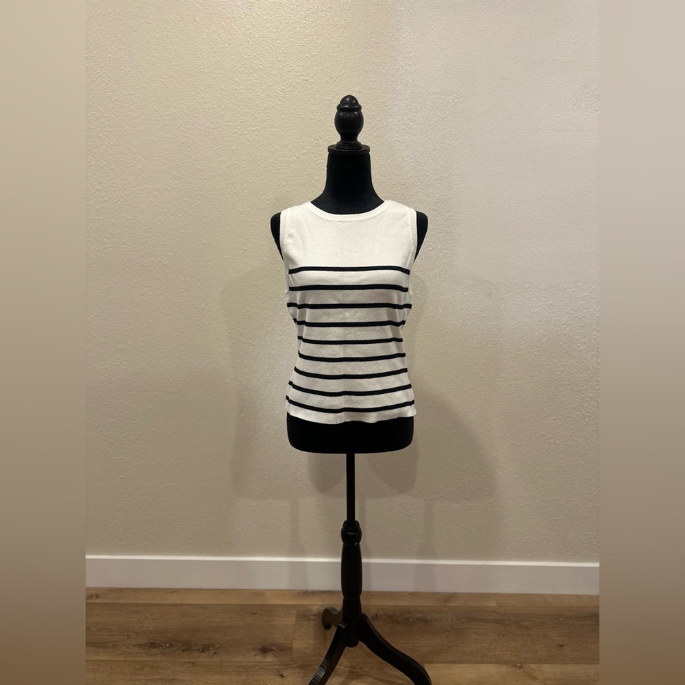 Striped Sleeveless Top - Black and White